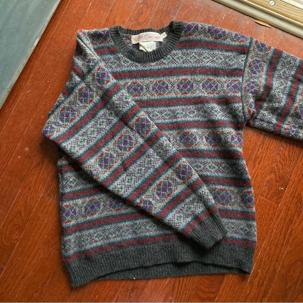 Vintage Scottish Fair Isle Lamb’s Wool Sweater Oversized